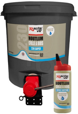 338508-338509-LAB Rectavit Houtlijm230 25kg MetOnderuitloop & 308779-LAB 230 Super 500g