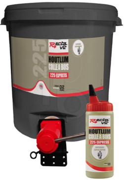 338544-338545-LAB Rectavit 225-SneldrogendeWitteHoutlijm 25kg MetOnderuitloop & 308775-LAB 225 Express 500g